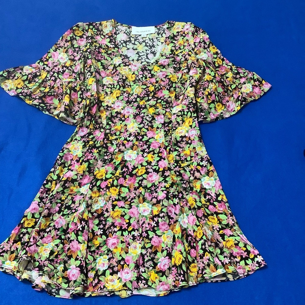 Les Reveries Floral Silk Mini Dress size 0 (W610)